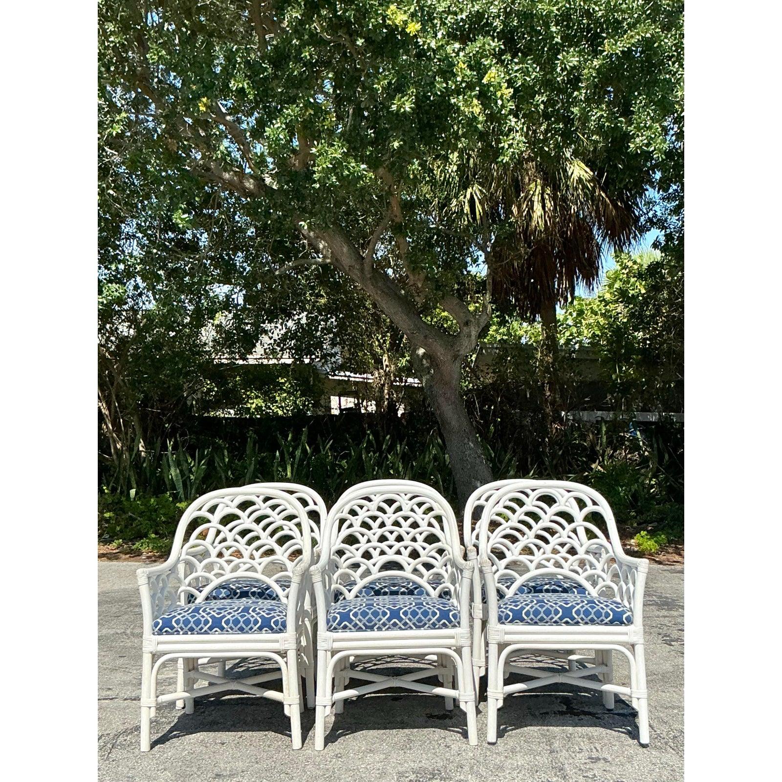 Chaises de salle à manger vintage en rotin courbé - Lot de 6 en vente 2