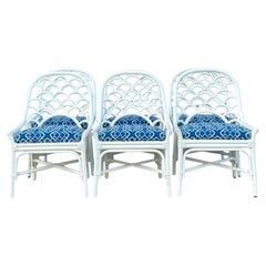 Vintage Coastal Bent Rattan Dining Chairs - Set of 6