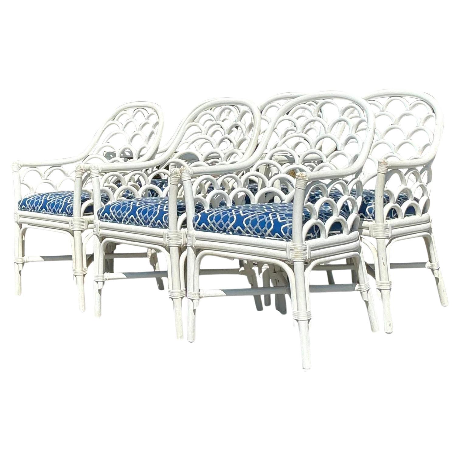 Chaises de salle à manger vintage en rotin courbé - Lot de 6