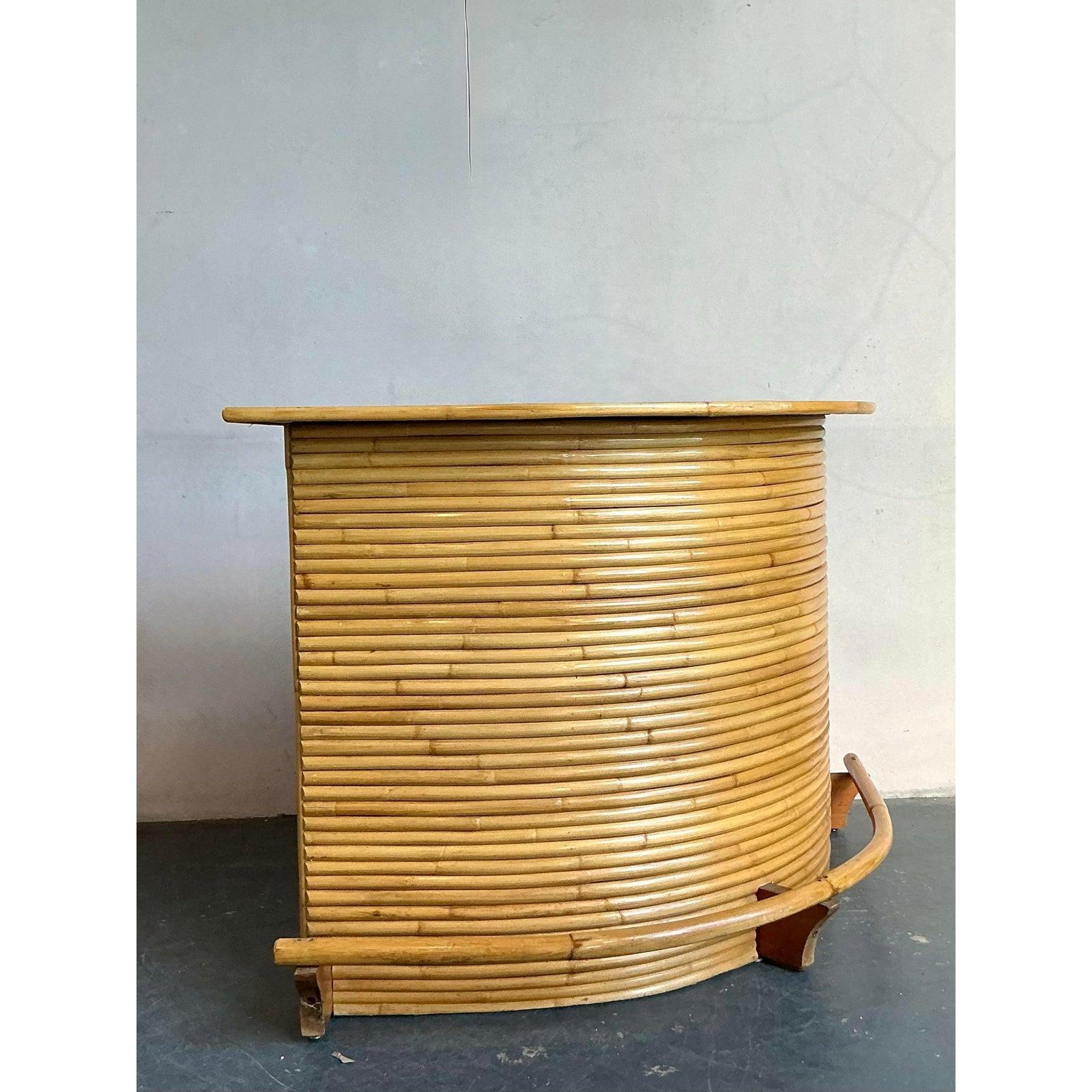 Mid-Century Modern Vintage Coastal Bent Rattan Dry Bar For Sale