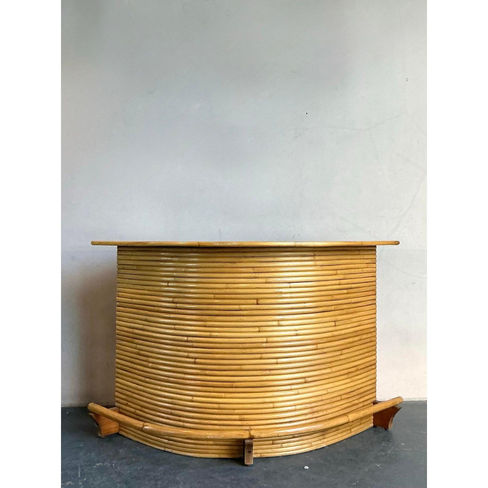 Philippine Vintage Coastal Bent Rattan Dry Bar For Sale