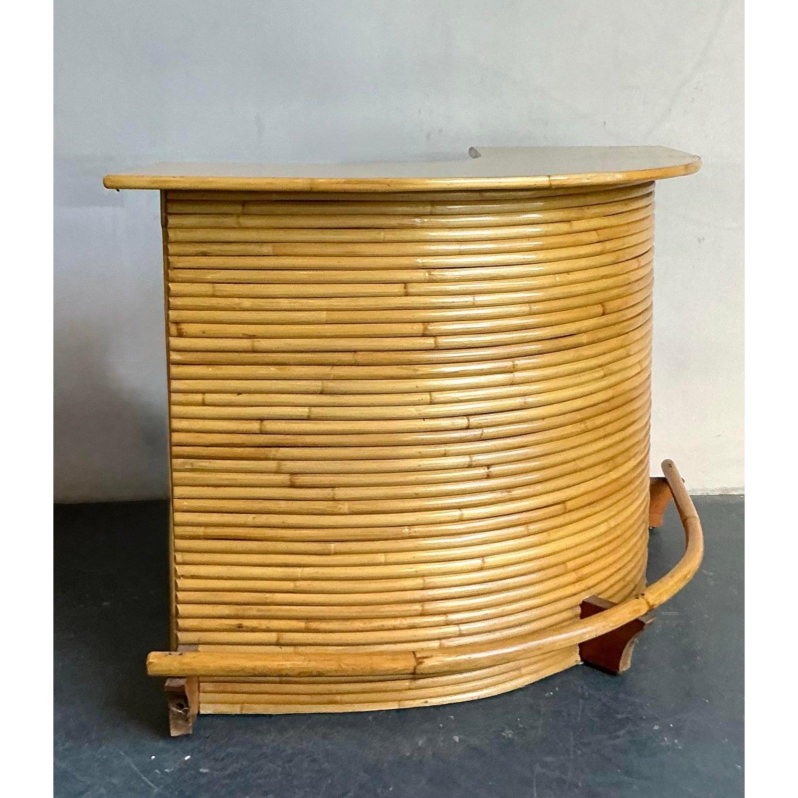 20th Century Vintage Coastal Bent Rattan Dry Bar For Sale