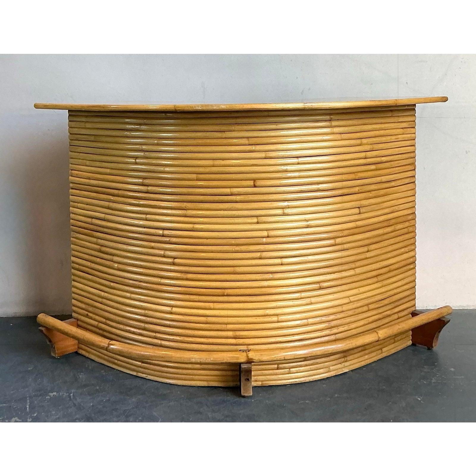 Vintage Coastal Bent Rattan Dry Bar For Sale 1