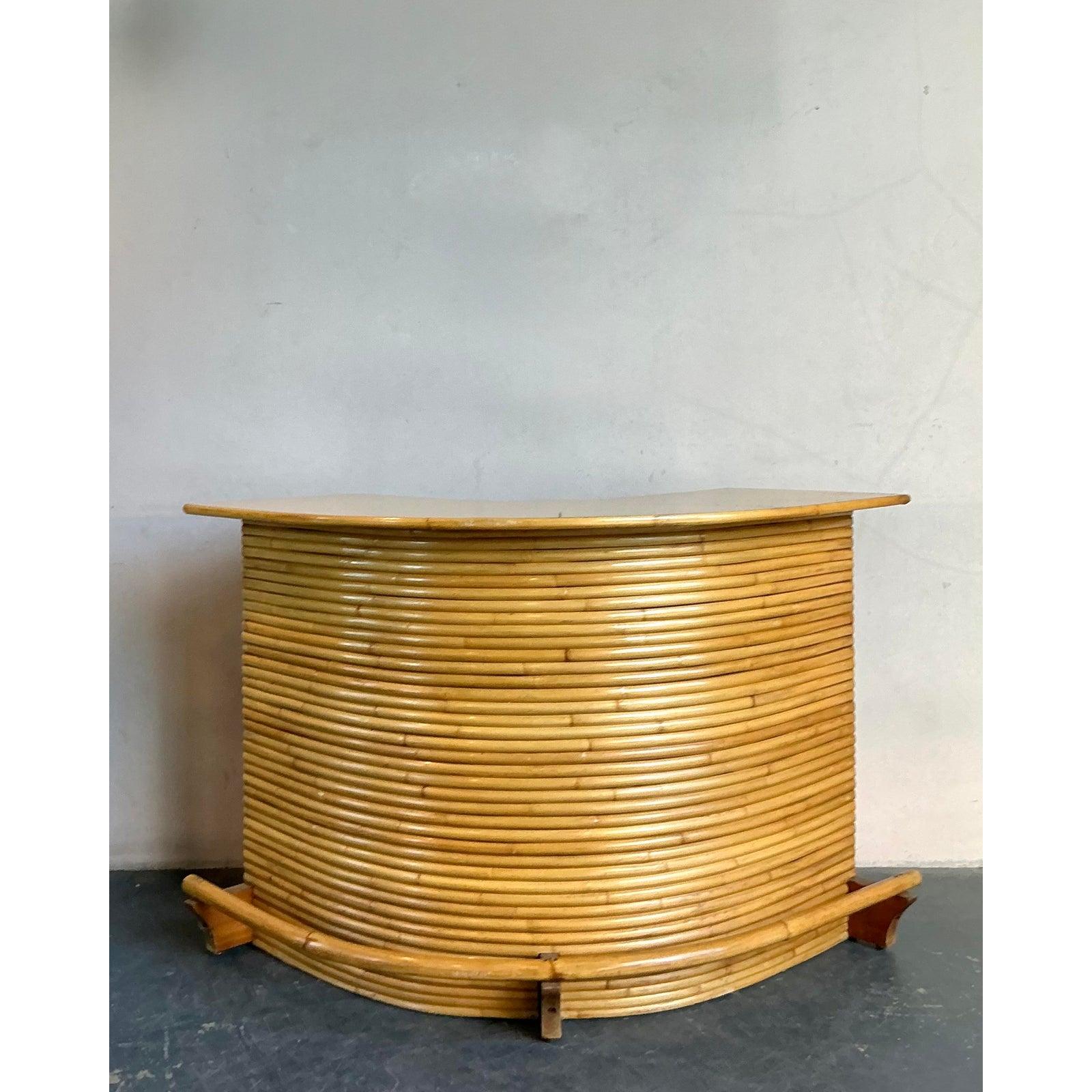 Vintage Coastal Bent Rattan Dry Bar For Sale 2