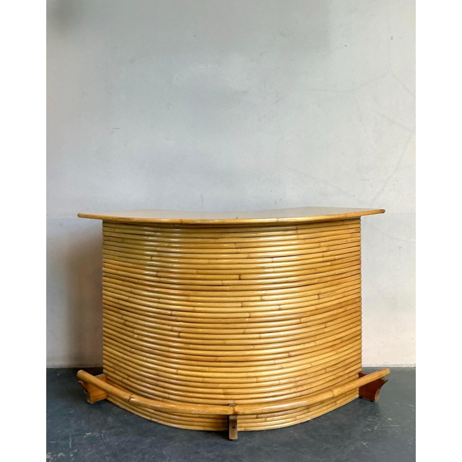 Vintage Coastal Bent Rattan Dry Bar For Sale 3