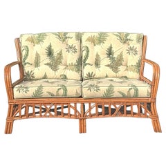 Loveseat Vintage Coastal Bent Rattan Fern