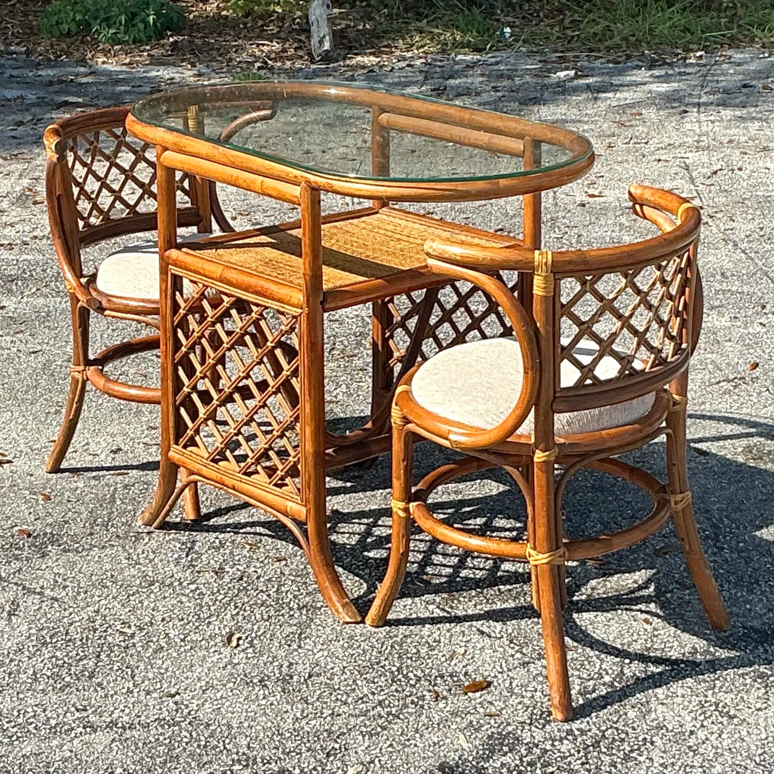 Rattan Set di 3 in rattan curvo Vintage By in vendita