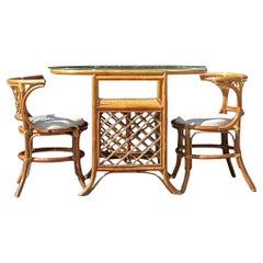 Juego de 3 piezas Vintage Coastal Bent Rattan Hollywood