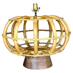 Vintage Coastal Bent Rattan Lamp