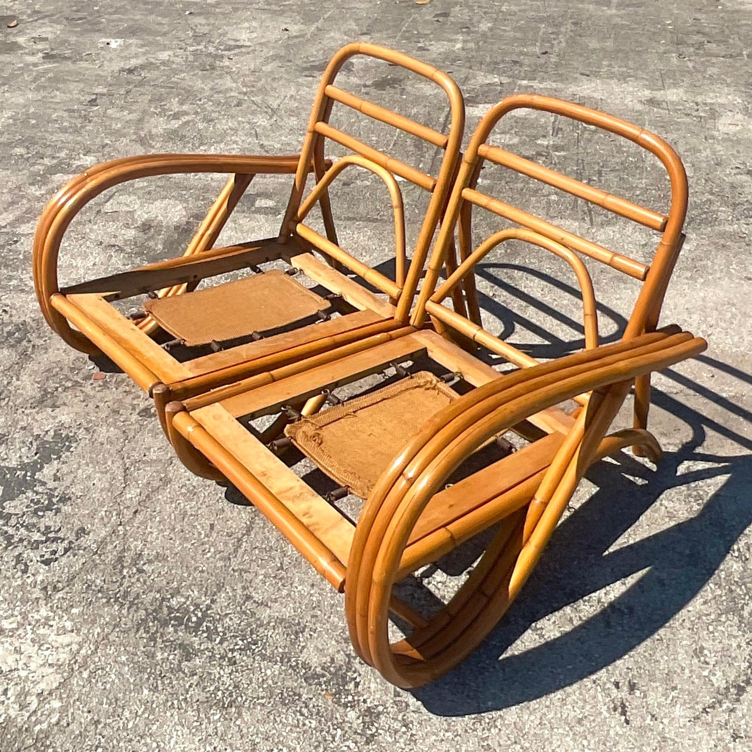 20ième siècle Loveseat Coastal Bent Rattan Loop Vintage en vente