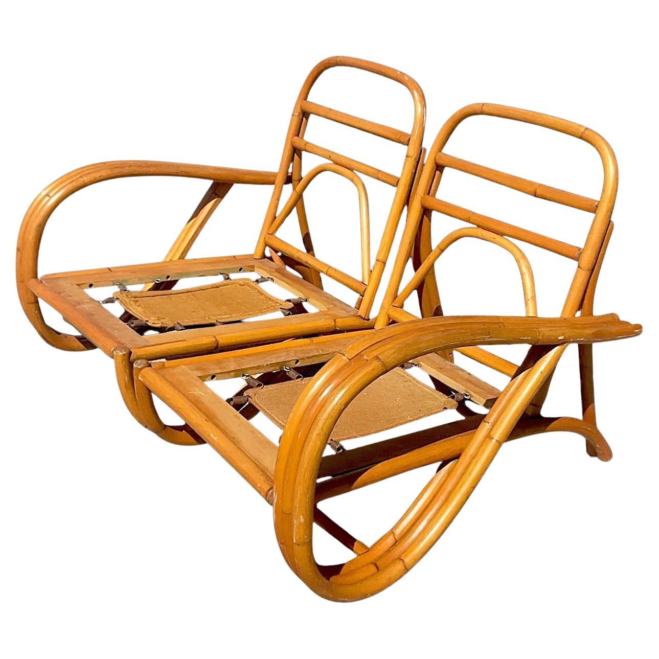 Vintage Coastal Bent Rattan Loop Loveseat