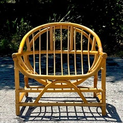 Vintage Coastal Bent Rattan Lounge Chair