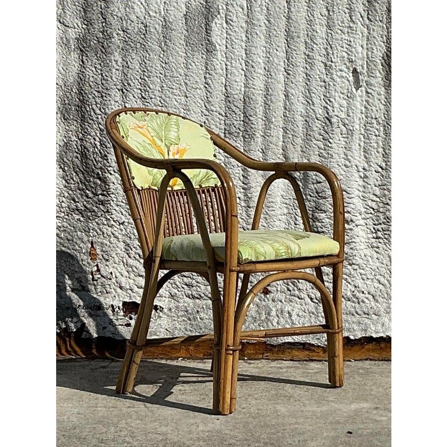 Philippine Vintage Coastal Bent Rattan Lounge Chair For Sale