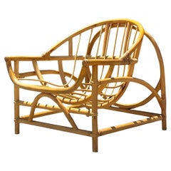 Vintage Coastal Bent Rattan Lounge Chair