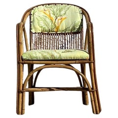 Vintage Coastal Bent Rattan Lounge Chair