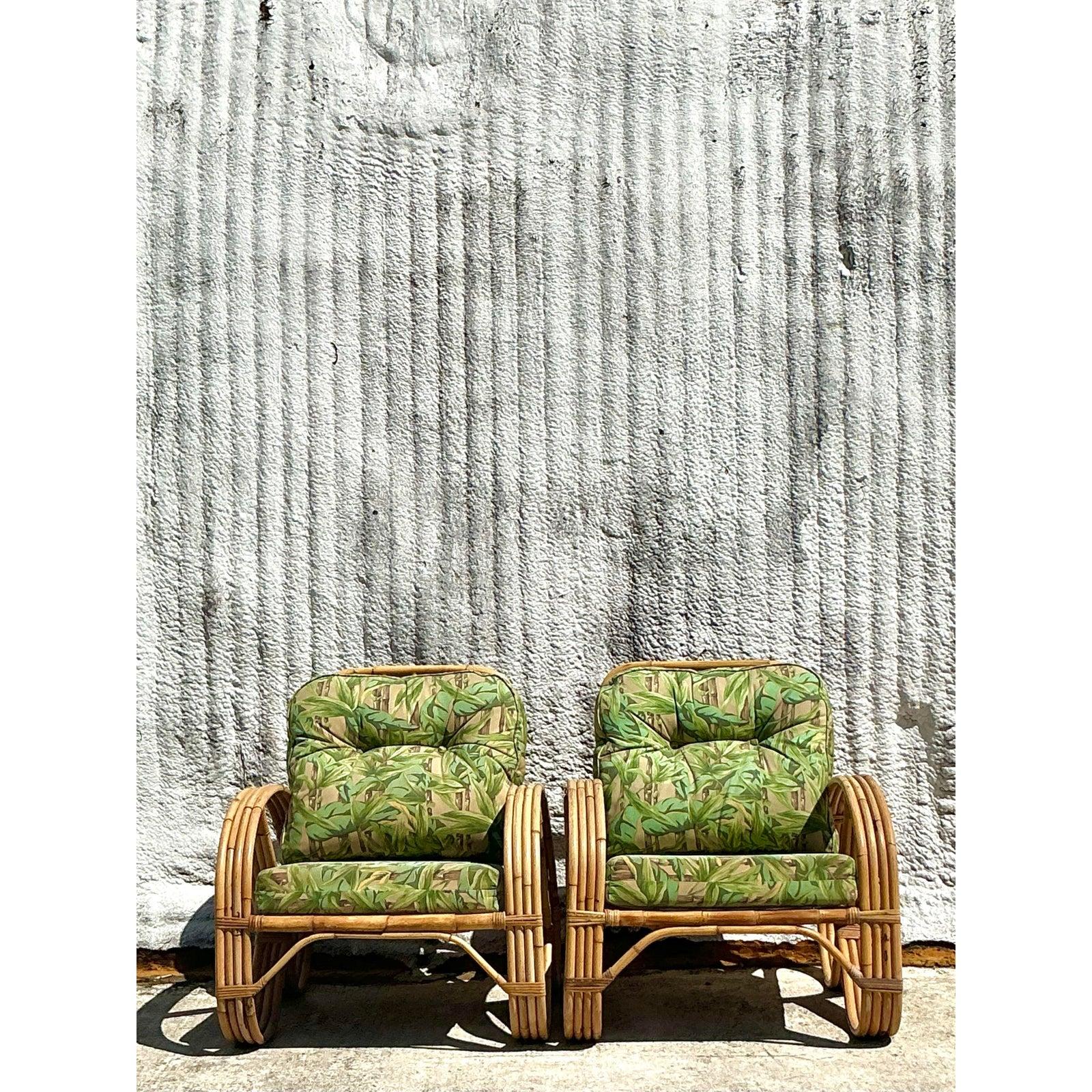 XX secolo Sedie da salotto in rattan curvato Vintage By - Una coppia in vendita