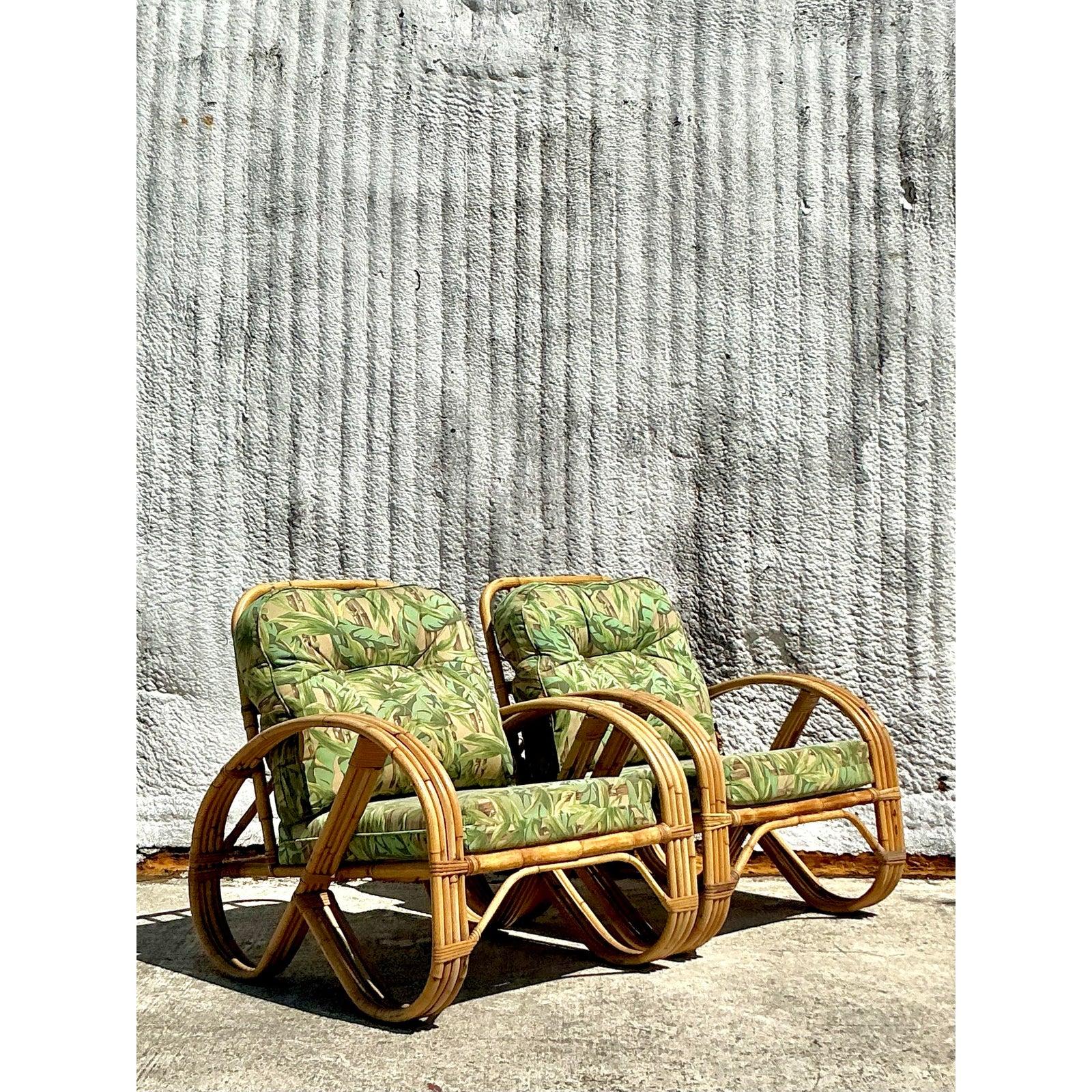 Tappezzeria Sedie da salotto in rattan curvato Vintage By - Una coppia in vendita