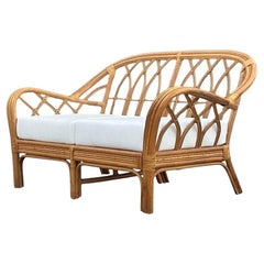 Vintage Coastal Bent Rattan Loveseat