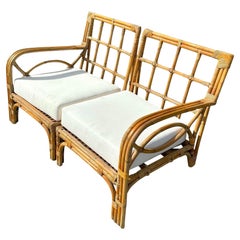 Vintage Coastal Bent Rattan Loveseat