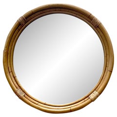 Vintage Coastal Bent Rattan Mirror