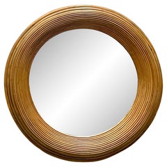 Vintage Coastal Bent Rattan Mirror