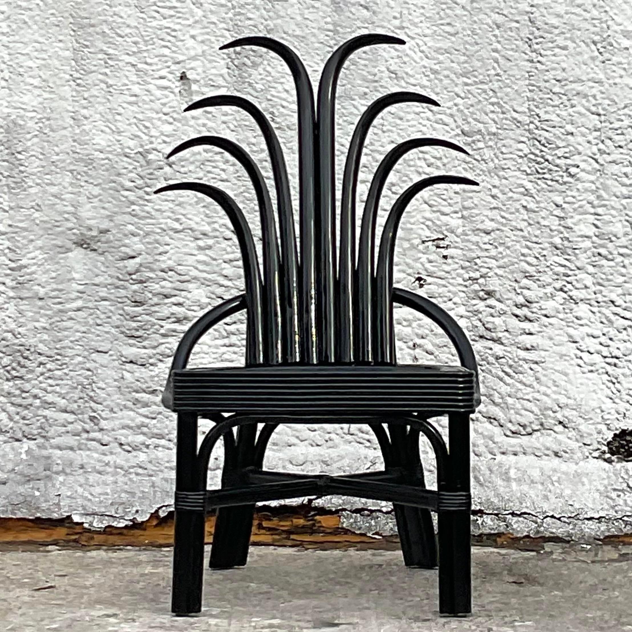 20th Century Vintage Coastal Bent Rattan Pineapple Chair For Sale