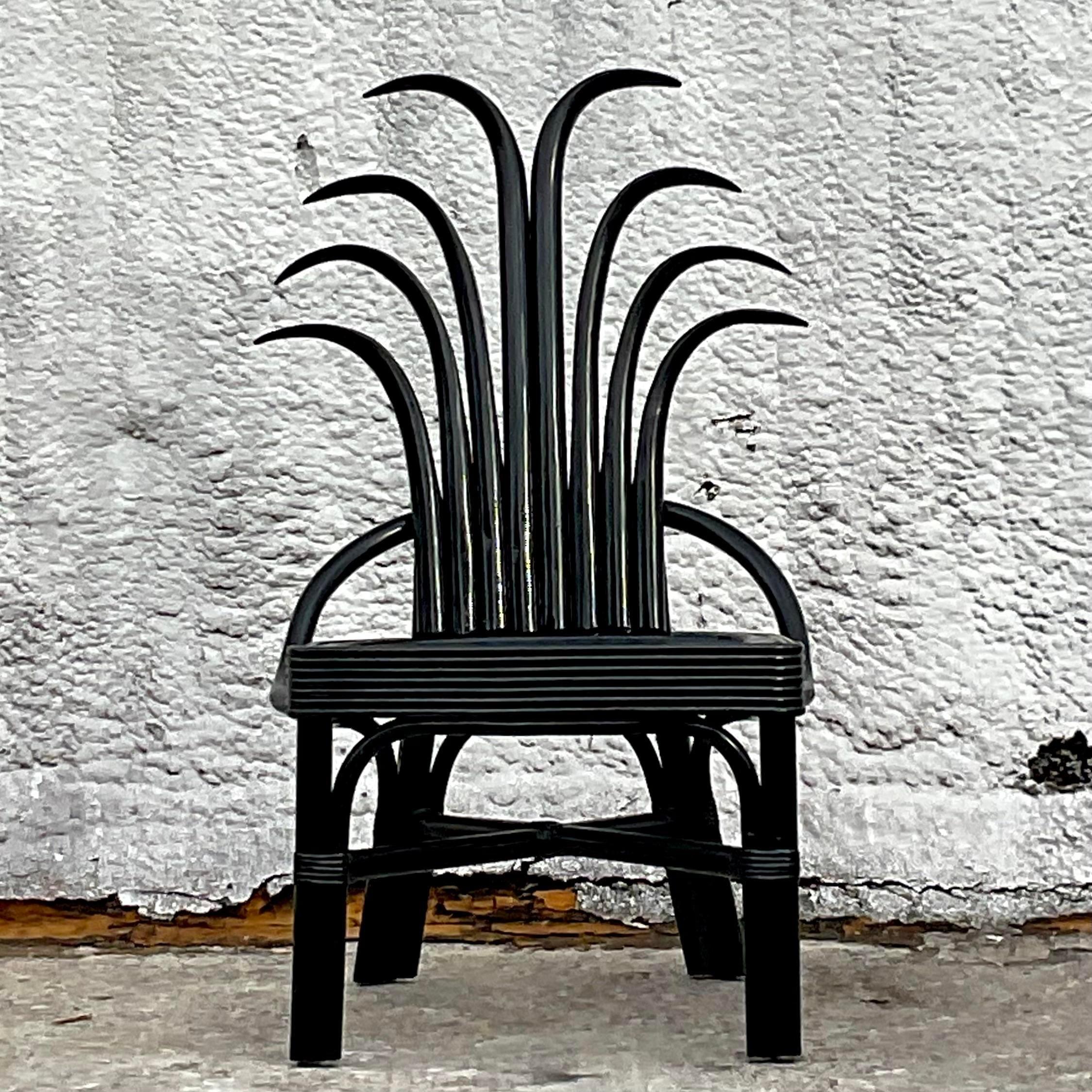 Vintage Coastal Bent Rattan Pineapple Chair For Sale 1
