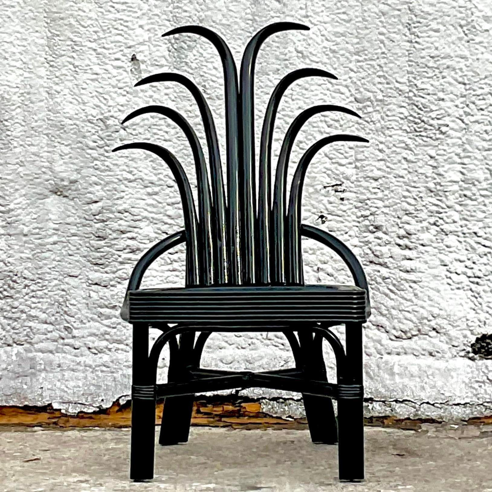 Vintage Coastal Bent Rattan Pineapple Chair For Sale 2