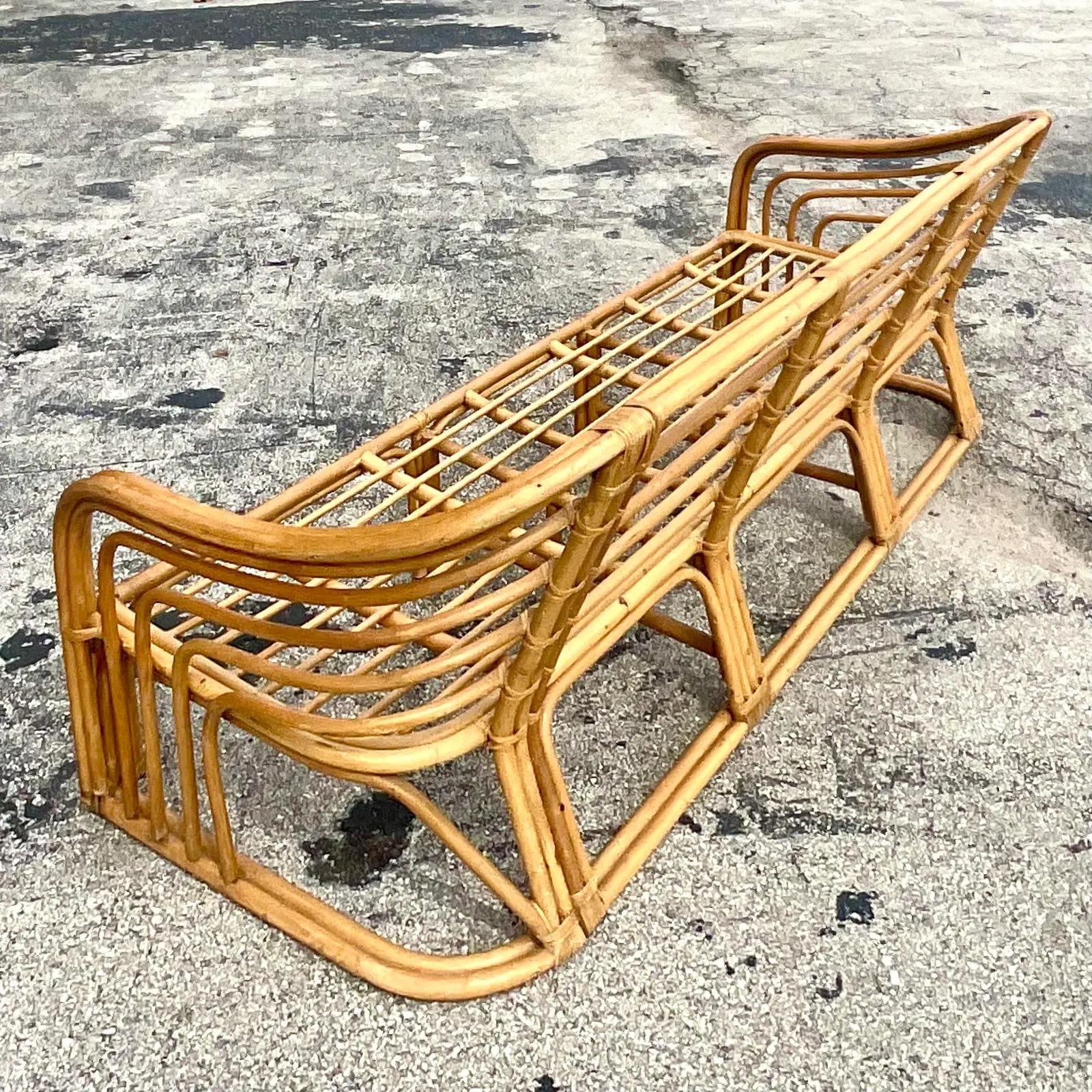 Vintage Coastal Bent Rattan Sofa After Brown Jordan 1