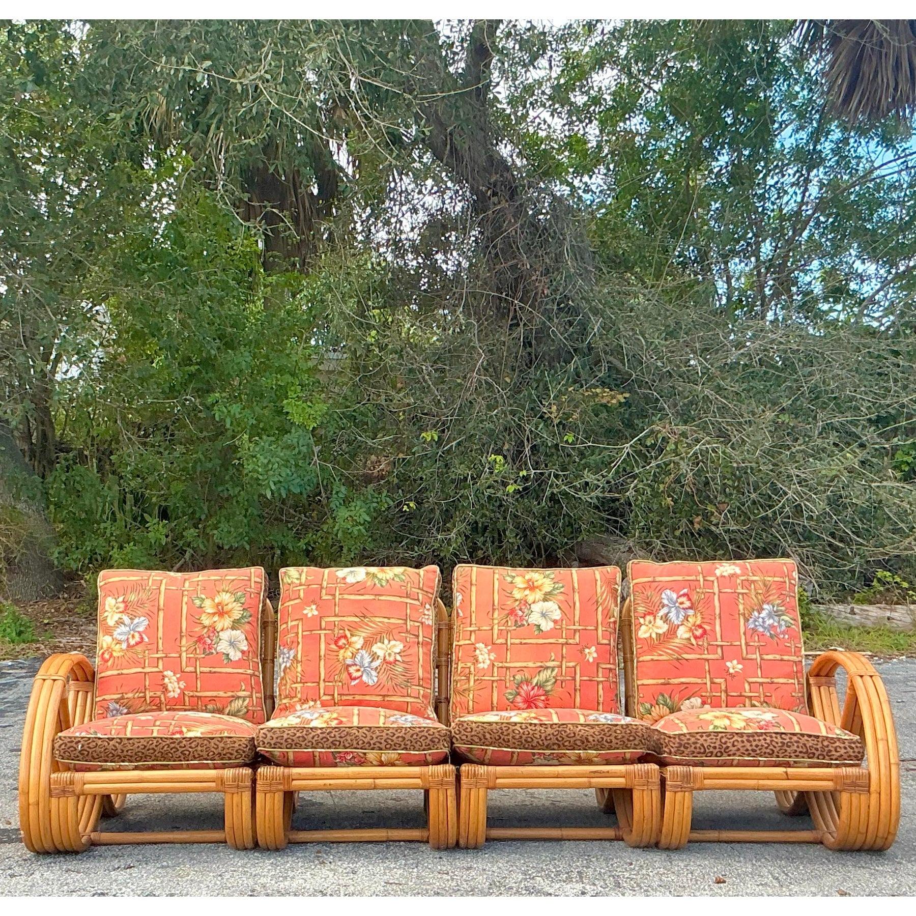 Sofa vintage Coastal Bent Rattan d'après Frankl en vente 4