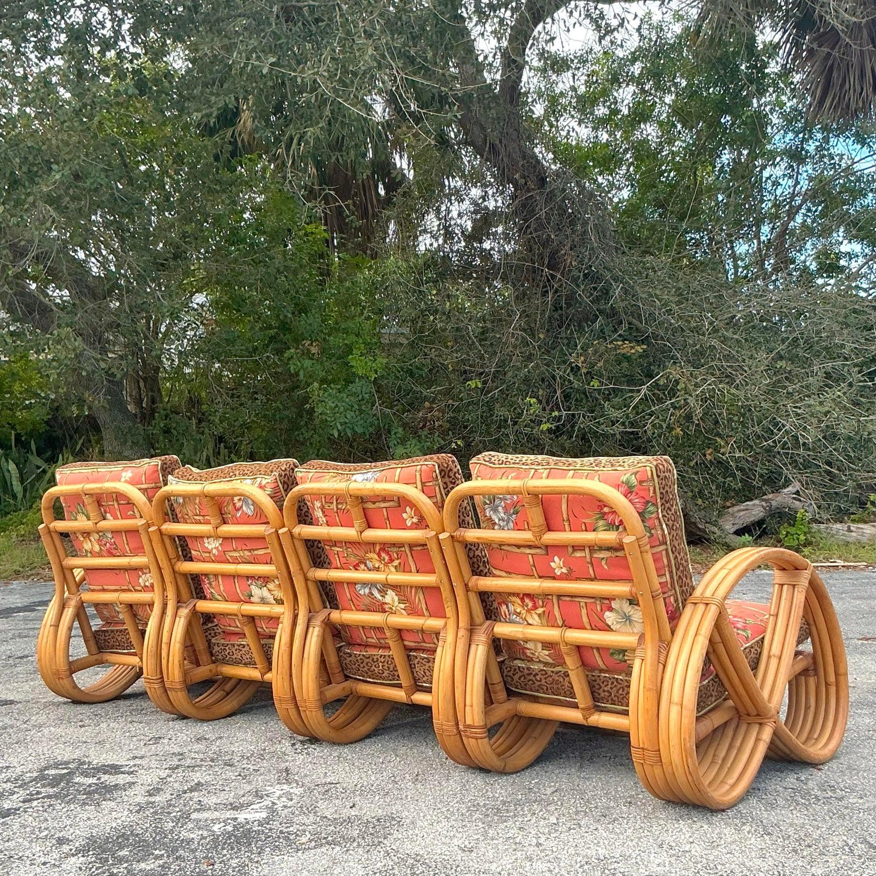 Philippin Sofa vintage Coastal Bent Rattan d'après Frankl en vente
