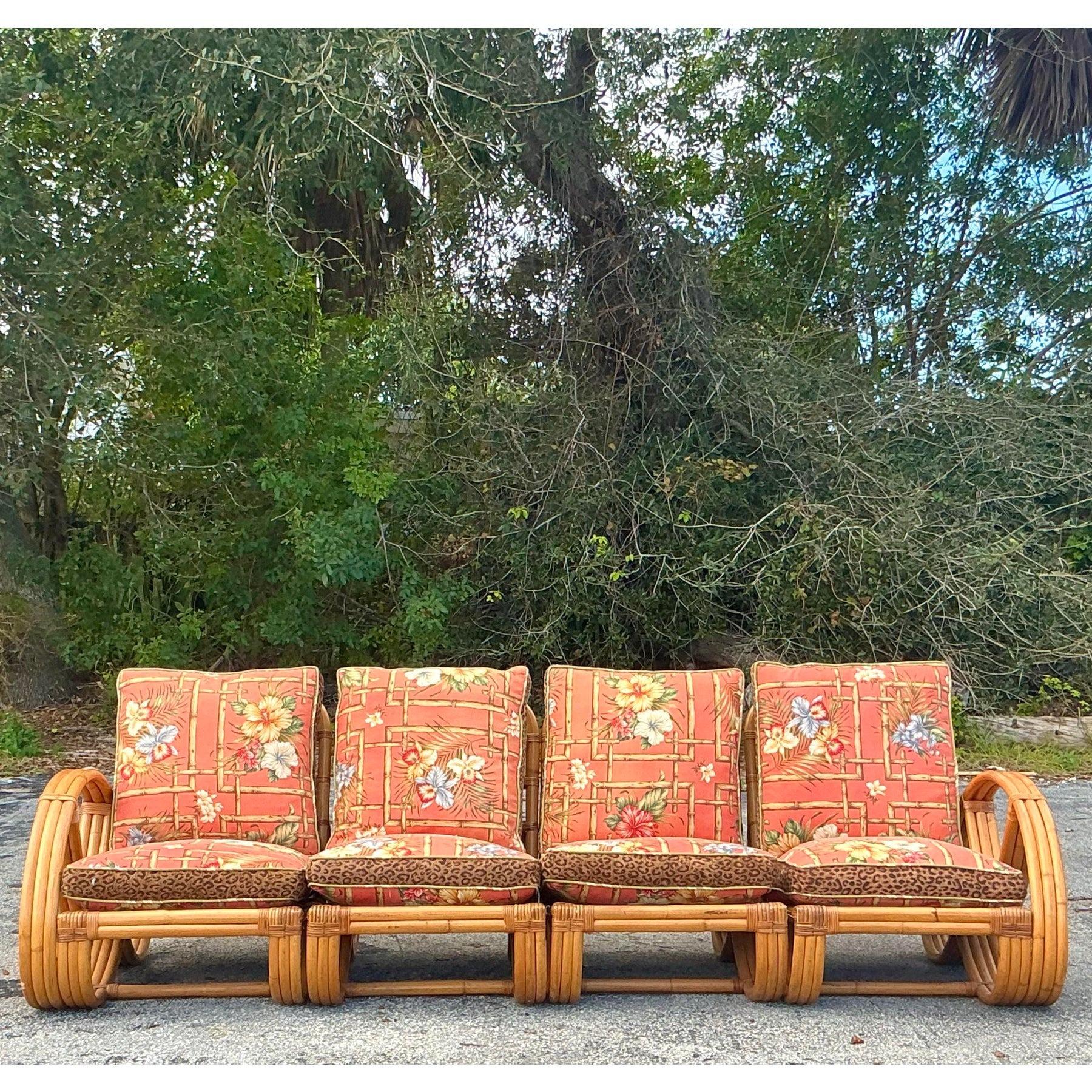 Sofa vintage Coastal Bent Rattan d'après Frankl Bon état - En vente à west palm beach, FL