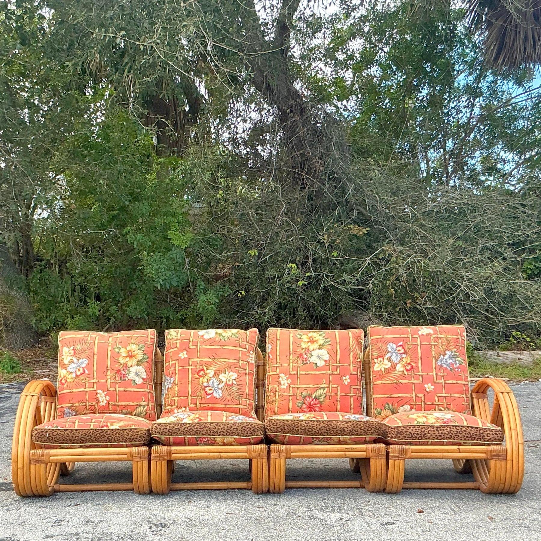 Sofa vintage Coastal Bent Rattan d'après Frankl en vente 2