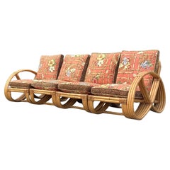 Vintage Coastal Bent Rattan Sofa After Frankl