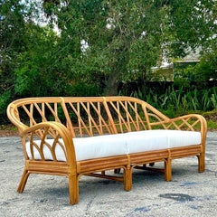 Vintage Coastal Bent Rattan Sofa