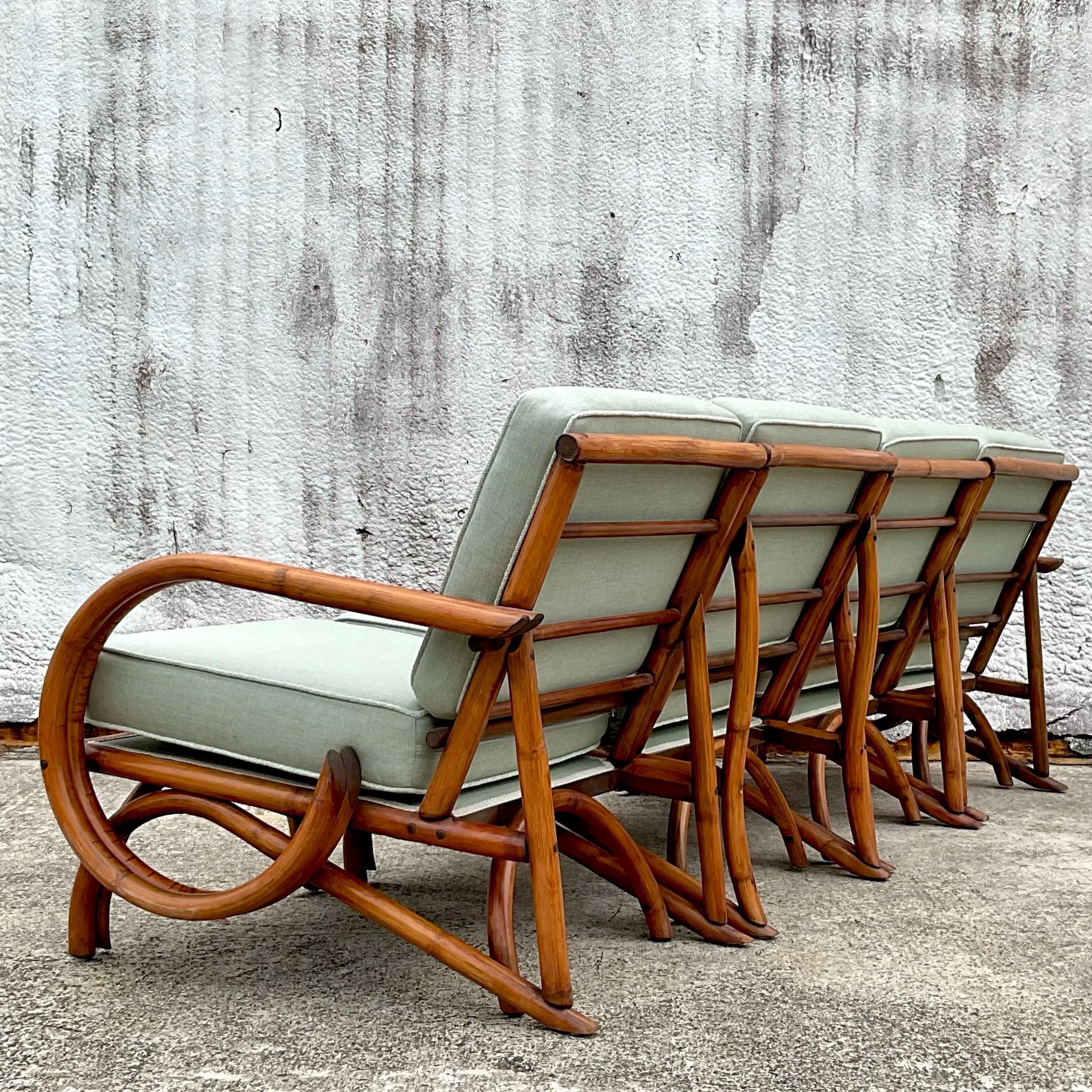 Canapé vintage en rotin courbé en vente 1