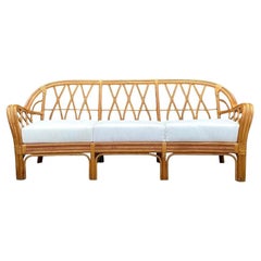 Vintage Coastal Bent Rattan Sofa