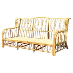 Vintage Coastal Bent Rattan Sofa