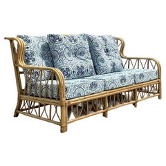 Vintage Coastal Bent Rattan Sofa
