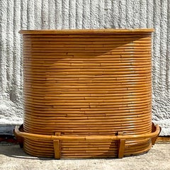 Vintage Coastal Bent Rattan Tiki Bar