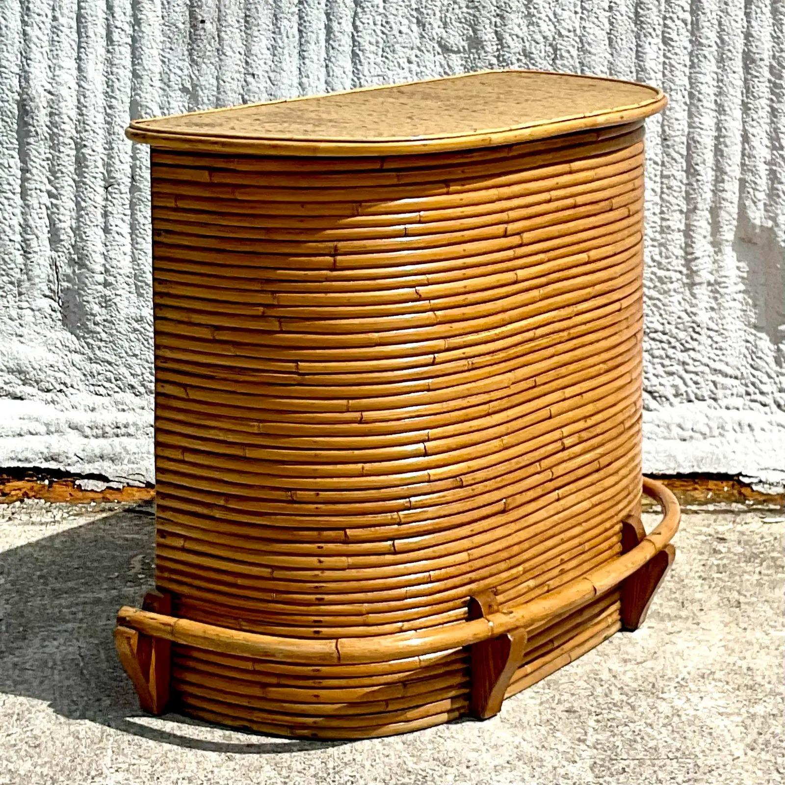 Vintage Coastal Bent Rattan Tiki Bar In Good Condition In West Palm Beach, FL
