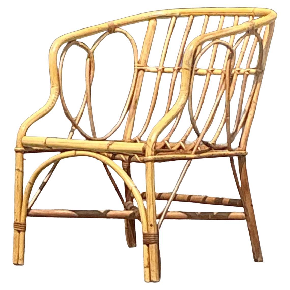 Vintage Coastal Bent Rattan Tub Chair