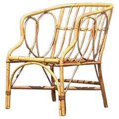 Vintage Coastal Bent Rattan Tub Chair