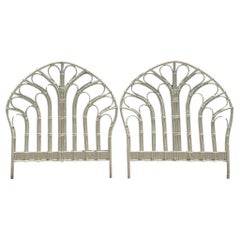 Vintage Coastal Bent Rattan Twin Headboards - a Pair
