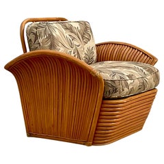 Vintage Coastal Bent Rattan Wings Lounge Chair
