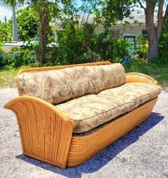 Vintage Coastal Bent Rattan Wings Sofa
