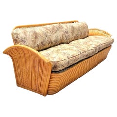 Vintage Coastal Bent Rattan Wings Sofa