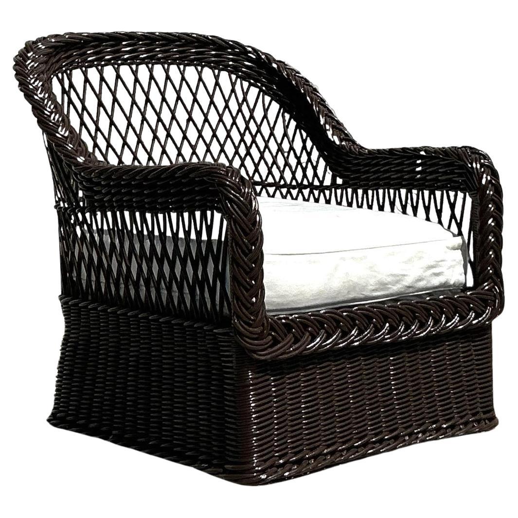 Sedia da salotto in rattan intrecciato vintage della Costa Bielecky Brothers