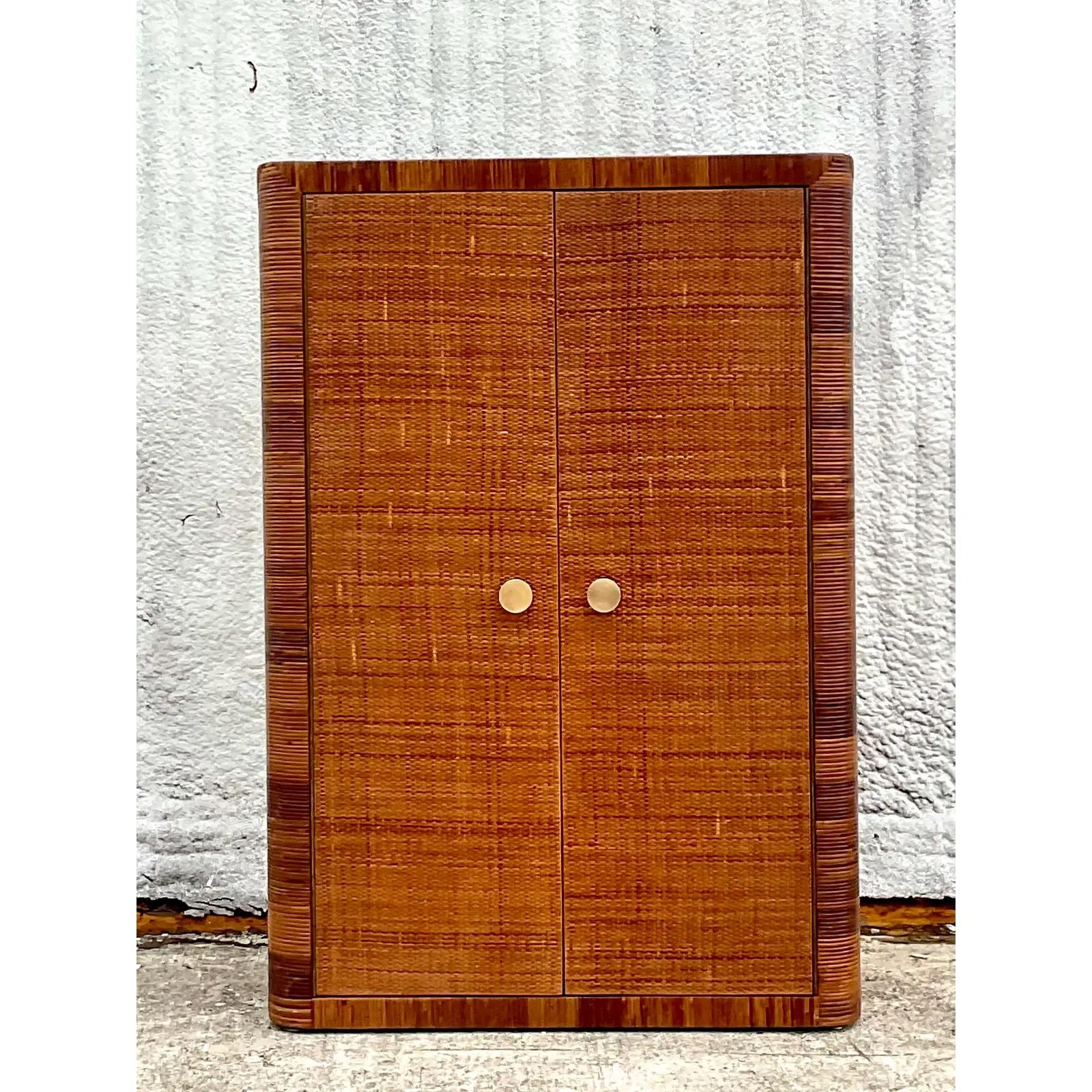 vintage rattan cabinet