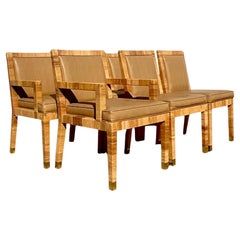 Retro Coastal Bielecky Brothers Wrapped Rattan Dining Chairs - Set of 6